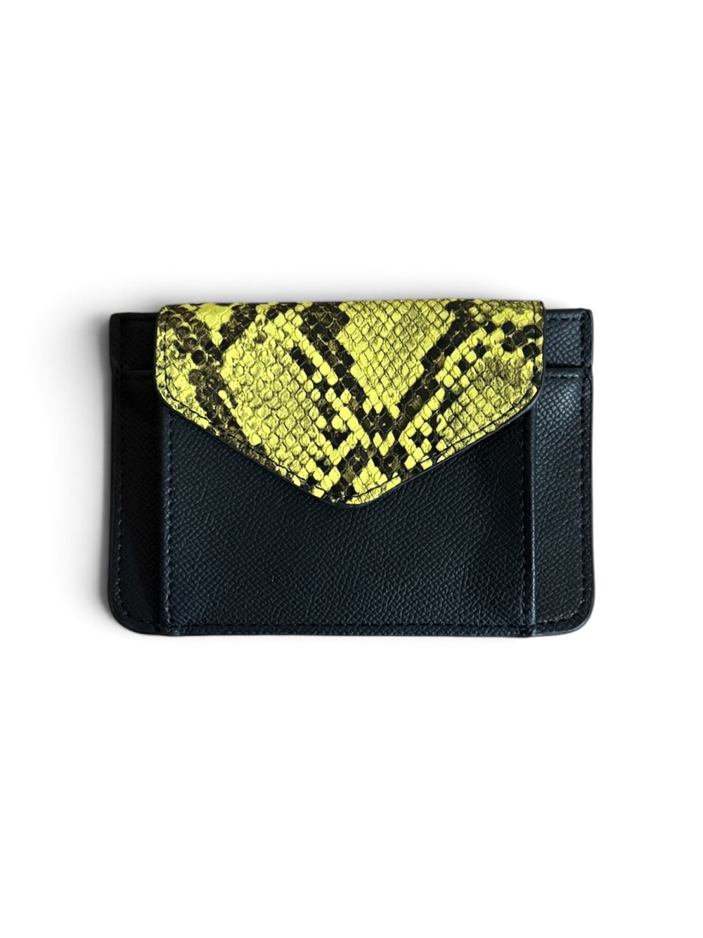 Snakeskin Print Card Wallet / Python Pattern Zip Around / Yellow / Black- NWT